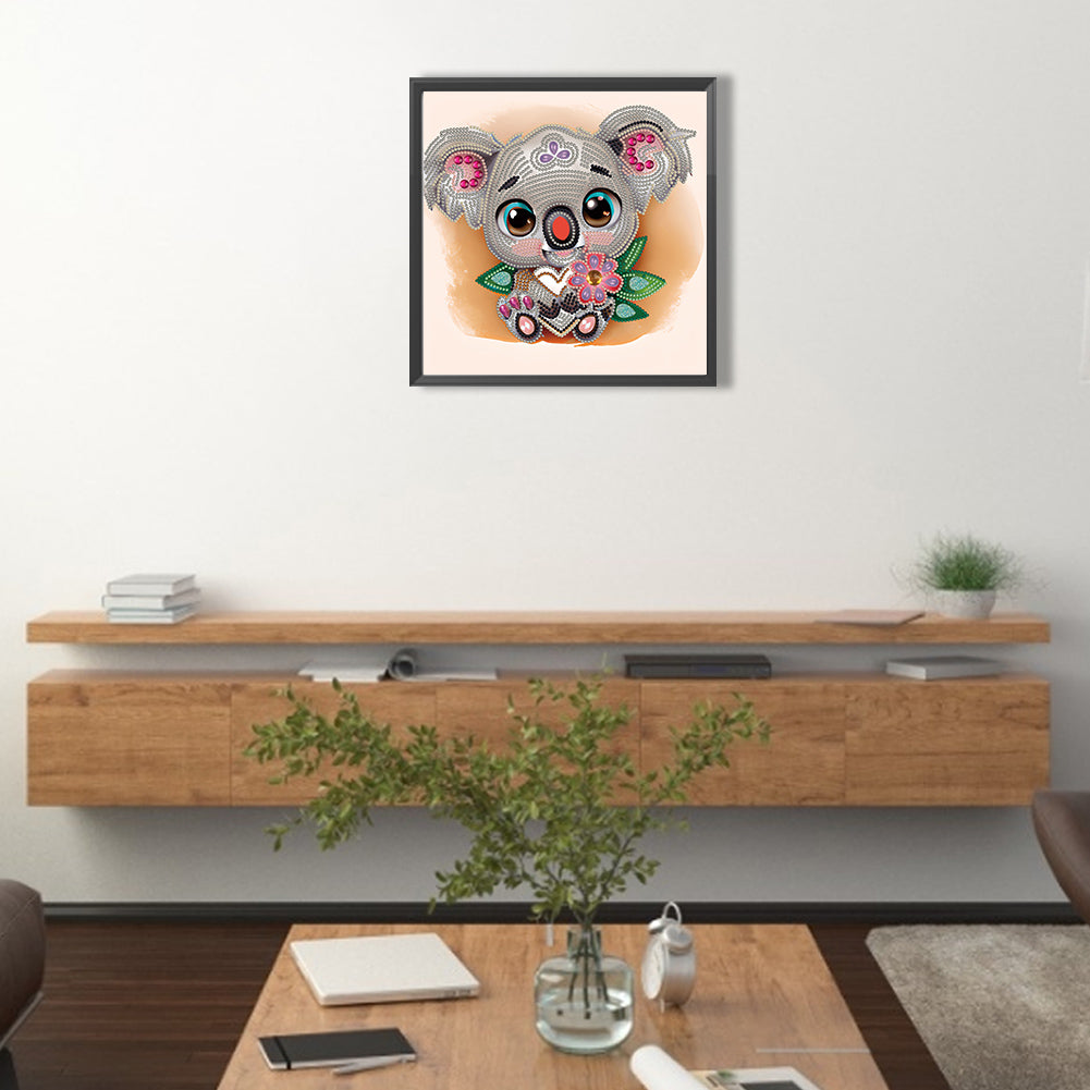 Cartoon Koala Holding Love - Special Shaped Drill Diamond Painting 30*30CM