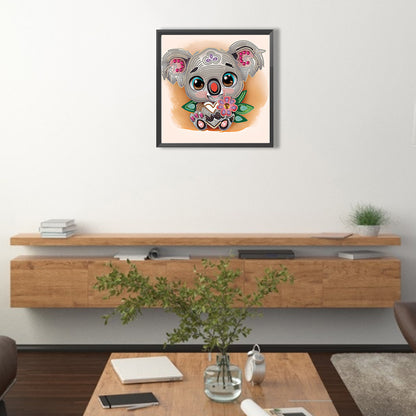 Cartoon Koala Holding Love - Special Shaped Drill Diamond Painting 30*30CM