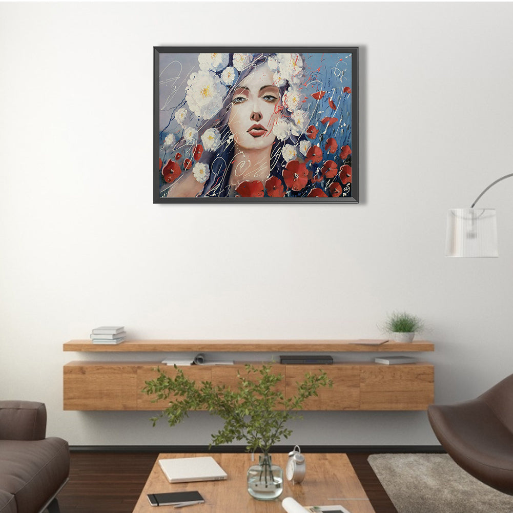 Poppy Girl - Full Round Drill Diamond Painting 40*30CM