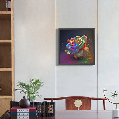 Colored Gold Leaf Rose - Full Round Drill Diamond Painting 30*30CM