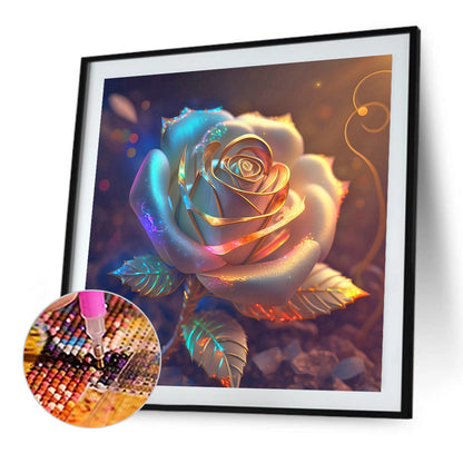 Colored Gold Leaf Rose - Full Round Drill Diamond Painting 30*30CM