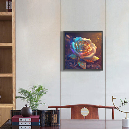 Colored Gold Leaf Rose - Full Round Drill Diamond Painting 30*30CM