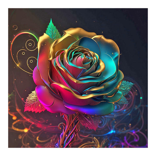 Colored Gold Leaf Rose - Full Round Drill Diamond Painting 30*30CM