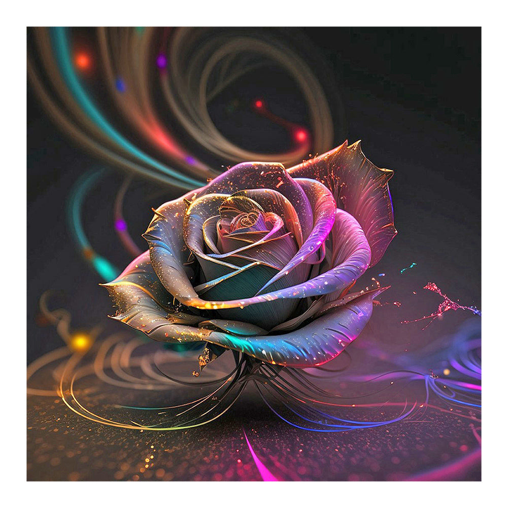 Colored Gold Leaf Rose - Full Round Drill Diamond Painting 30*30CM