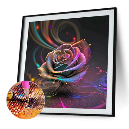 Colored Gold Leaf Rose - Full Round Drill Diamond Painting 30*30CM