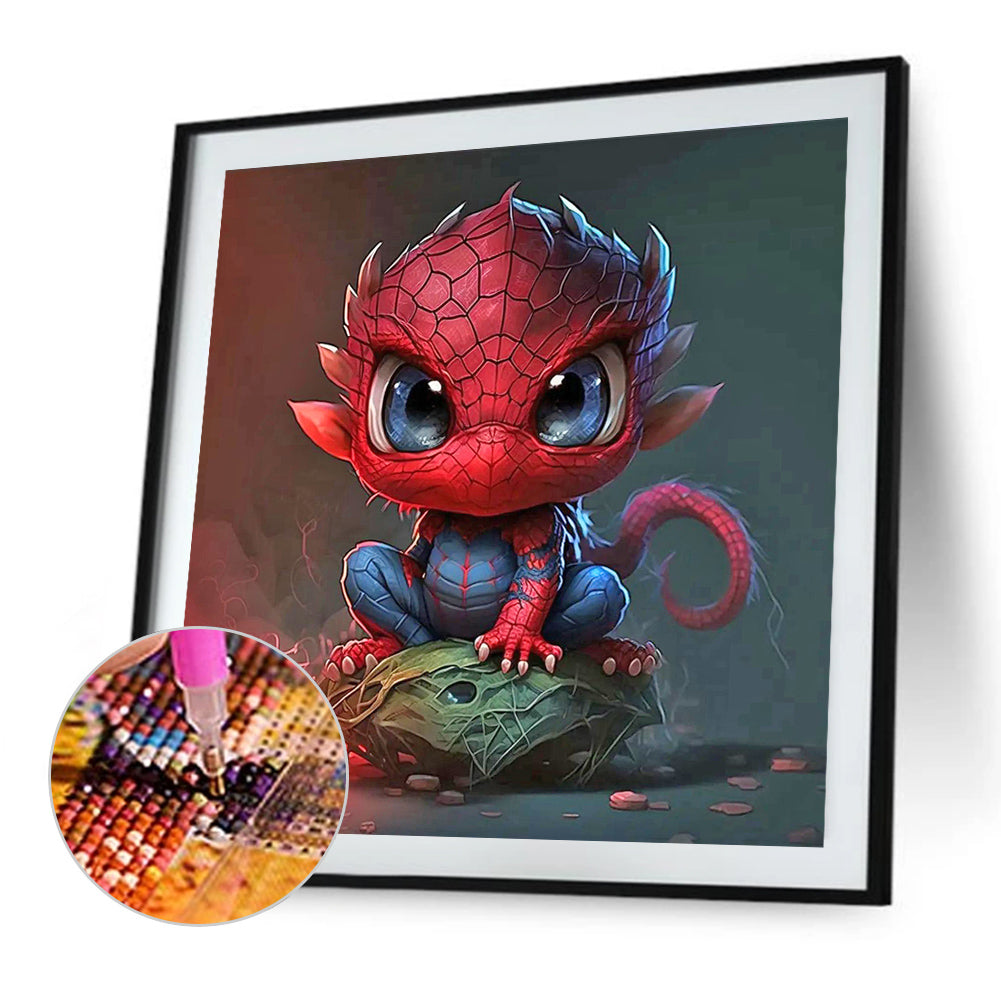 Marvel Spiderman Dragon - Full Round Drill Diamond Painting 30*30CM