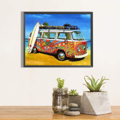 Beach Bus - Full Round Drill Diamond Painting 50*40CM