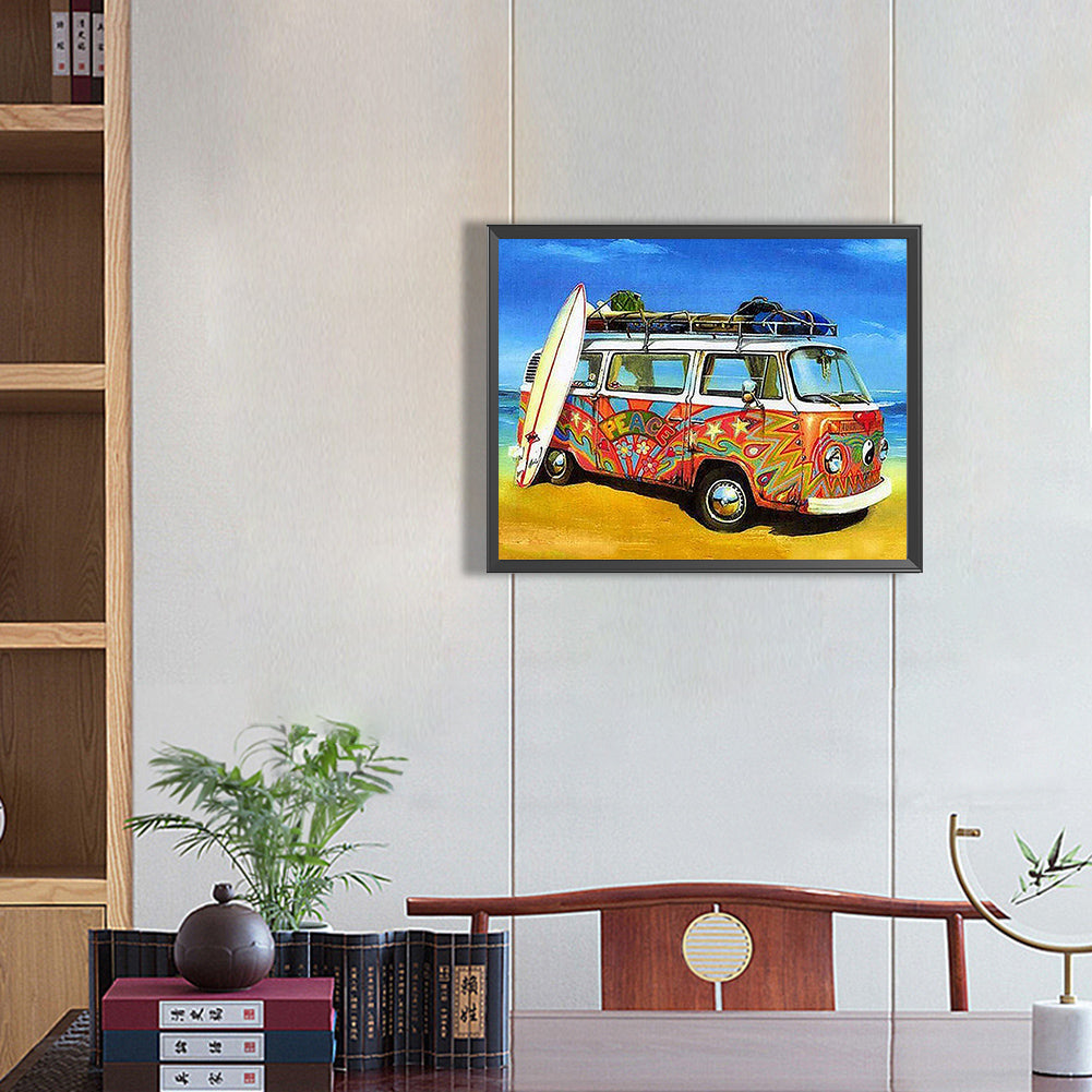 Beach Bus - Full Round Drill Diamond Painting 50*40CM