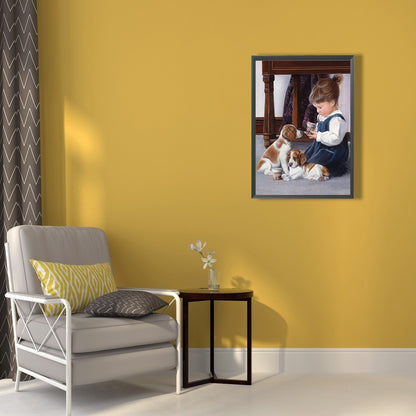 Little Girl And Dog - Full Round Drill Diamond Painting 40*50CM