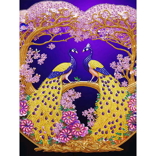 Gorgeous Pairs Of Peacocks - Special Shaped Drill Diamond Painting 30*40CM