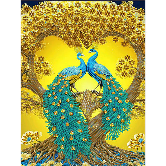 Gorgeous Pairs Of Peacocks - Special Shaped Drill Diamond Painting 30*40CM