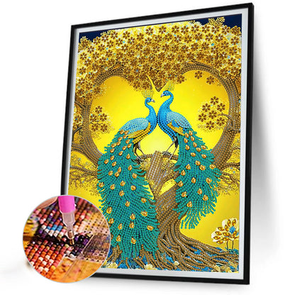 Gorgeous Pairs Of Peacocks - Special Shaped Drill Diamond Painting 30*40CM