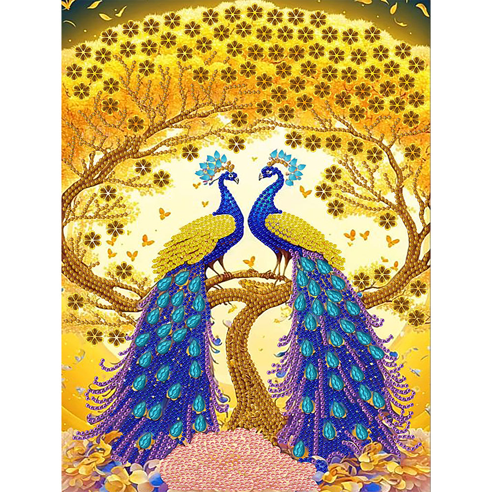 Gorgeous Pairs Of Peacocks - Special Shaped Drill Diamond Painting 30*40CM