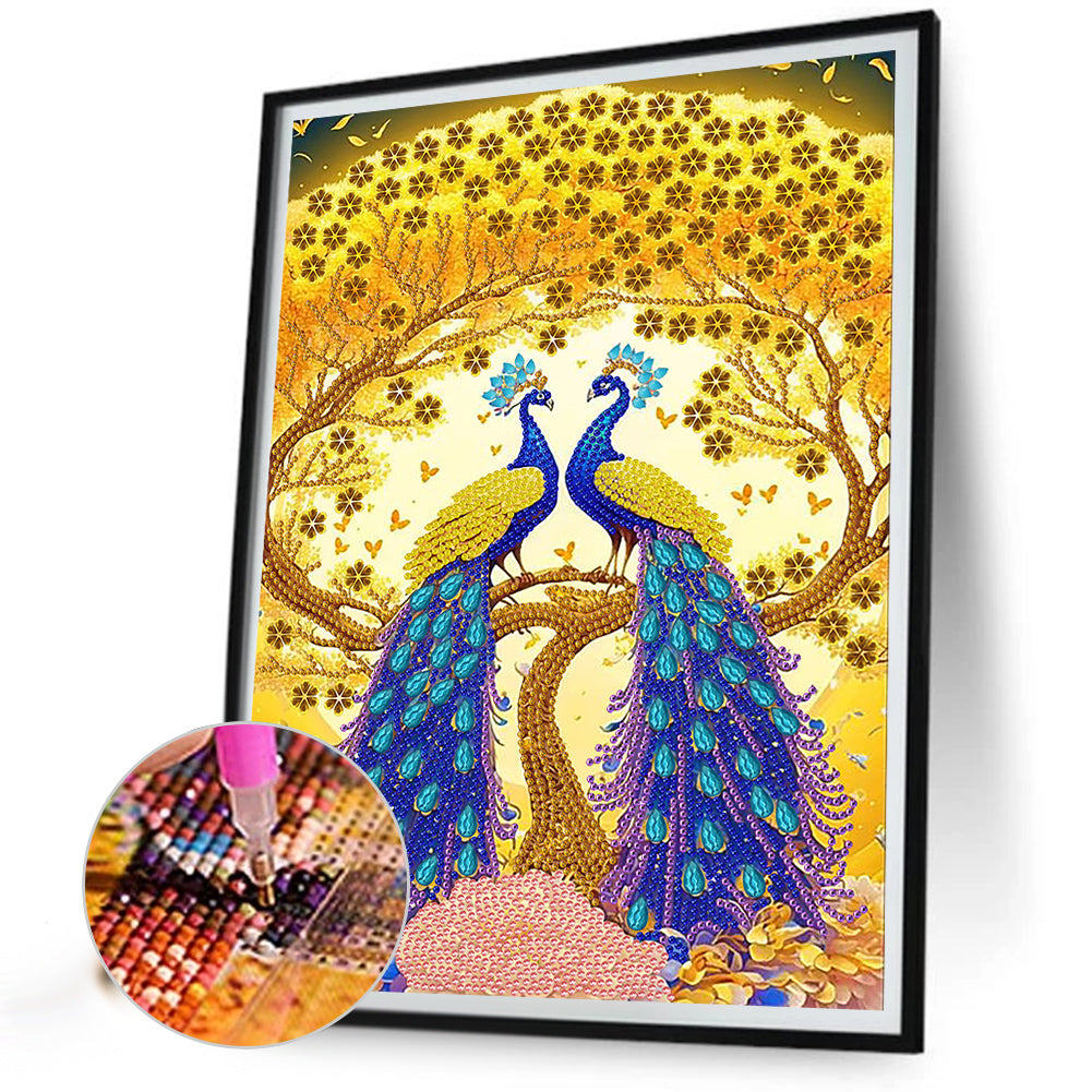 Gorgeous Pairs Of Peacocks - Special Shaped Drill Diamond Painting 30*40CM