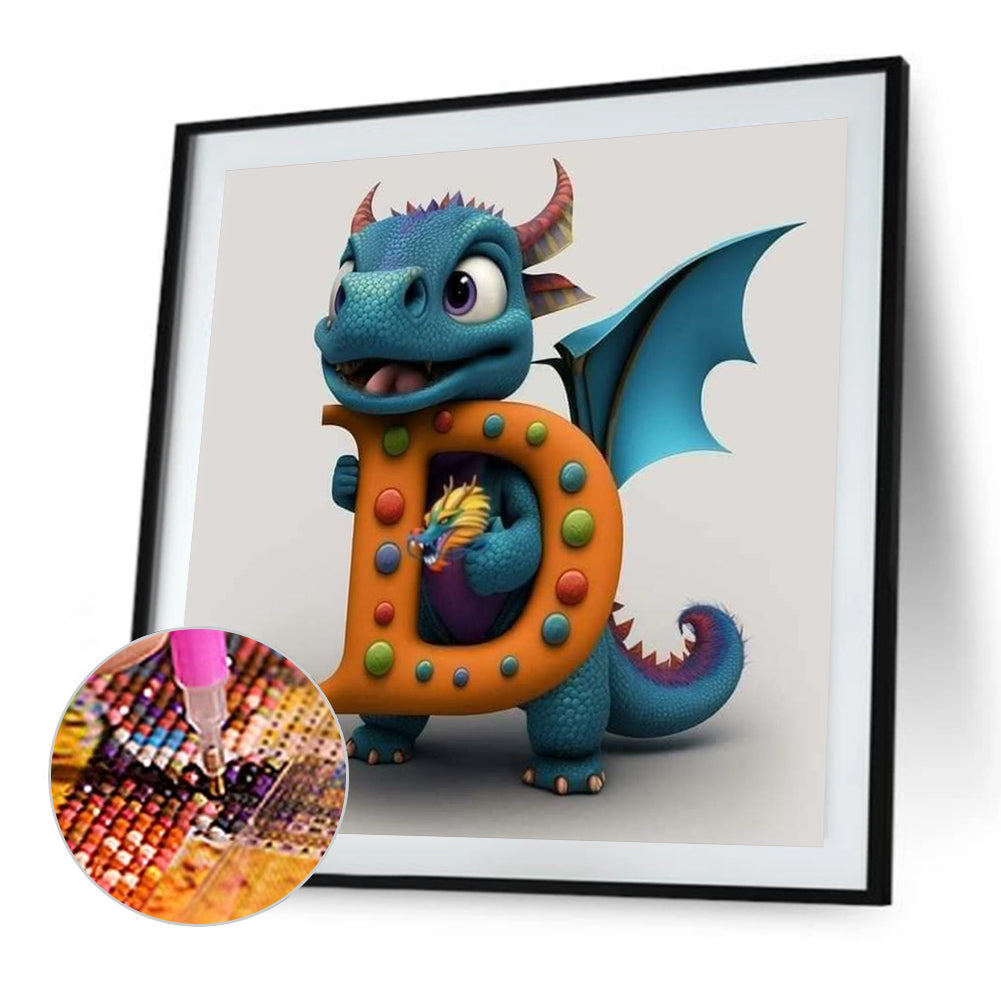 Alphabet Dinosaur D - Full Round Drill Diamond Painting 30*30CM