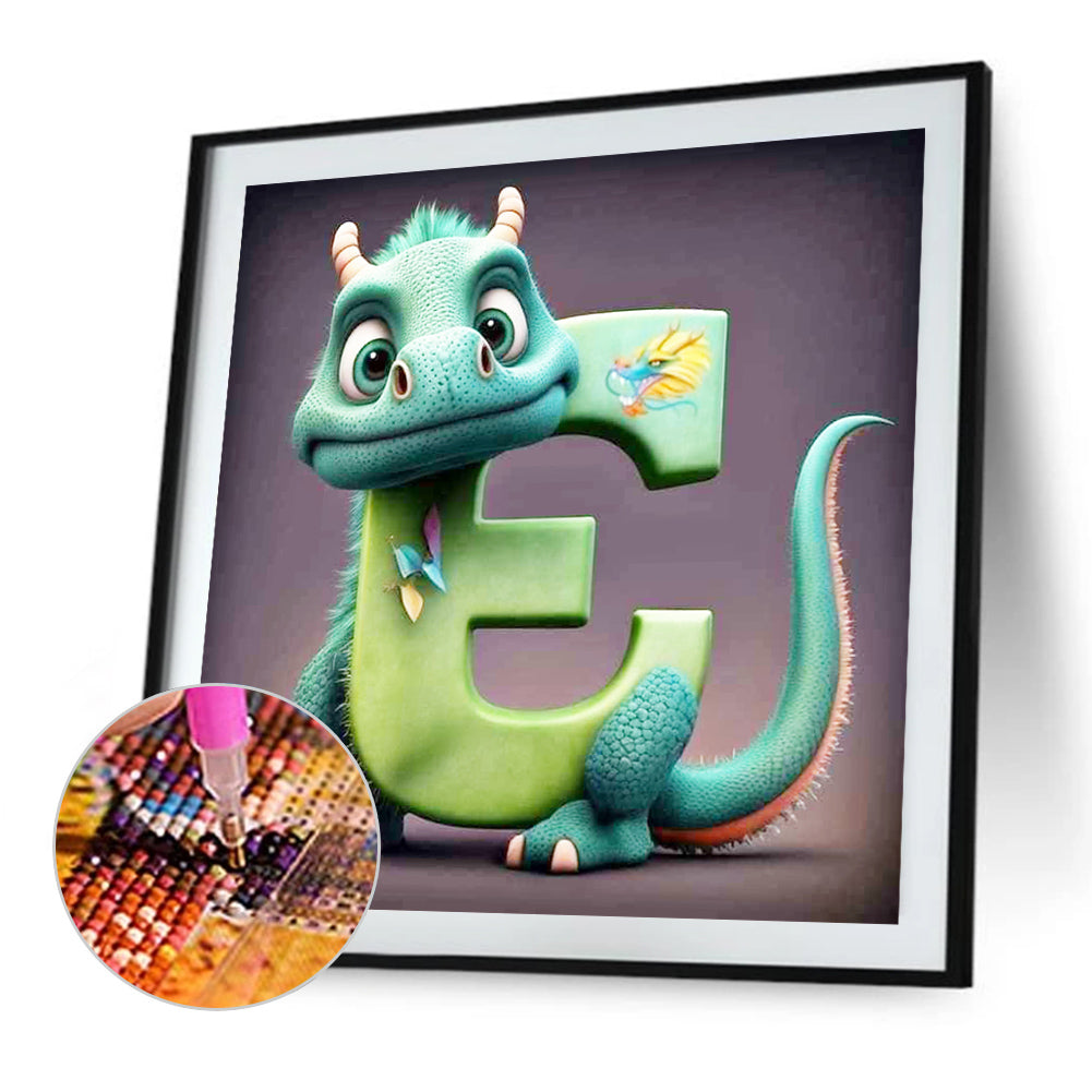 Alphabet Dinosaur E - Full Round Drill Diamond Painting 30*30CM