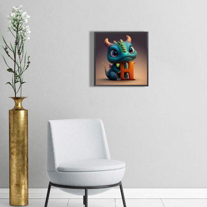 Alphabet Dinosaur H - Full Round Drill Diamond Painting 30*30CM