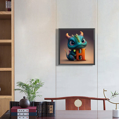 Alphabet Dinosaur H - Full Round Drill Diamond Painting 30*30CM