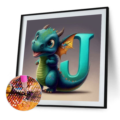 Alphabet Dinosaur J - Full Round Drill Diamond Painting 30*30CM