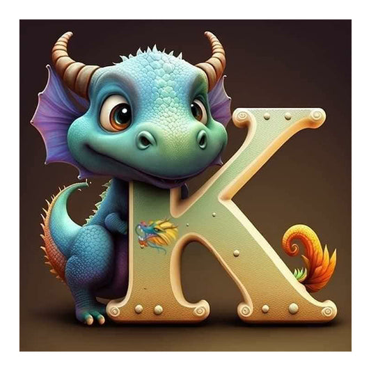 Alphabet Dinosaur K - Full Round Drill Diamond Painting 30*30CM