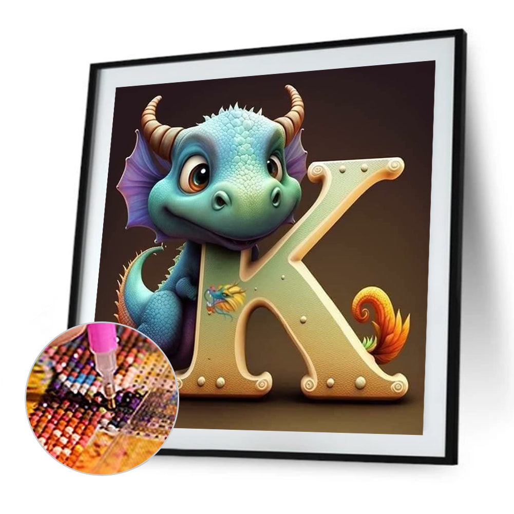 Alphabet Dinosaur K - Full Round Drill Diamond Painting 30*30CM