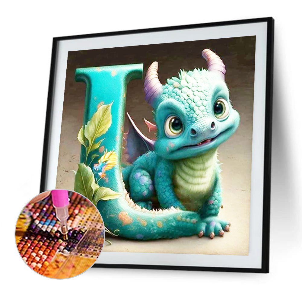 Alphabet Dinosaur L - Full Round Drill Diamond Painting 30*30CM