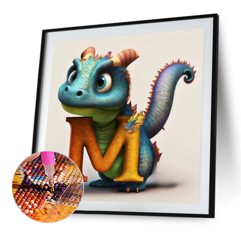 Alphabet Dinosaur M - Full Round Drill Diamond Painting 30*30CM