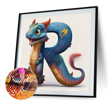 Alphabet Dinosaur R - Full Round Drill Diamond Painting 30*30CM