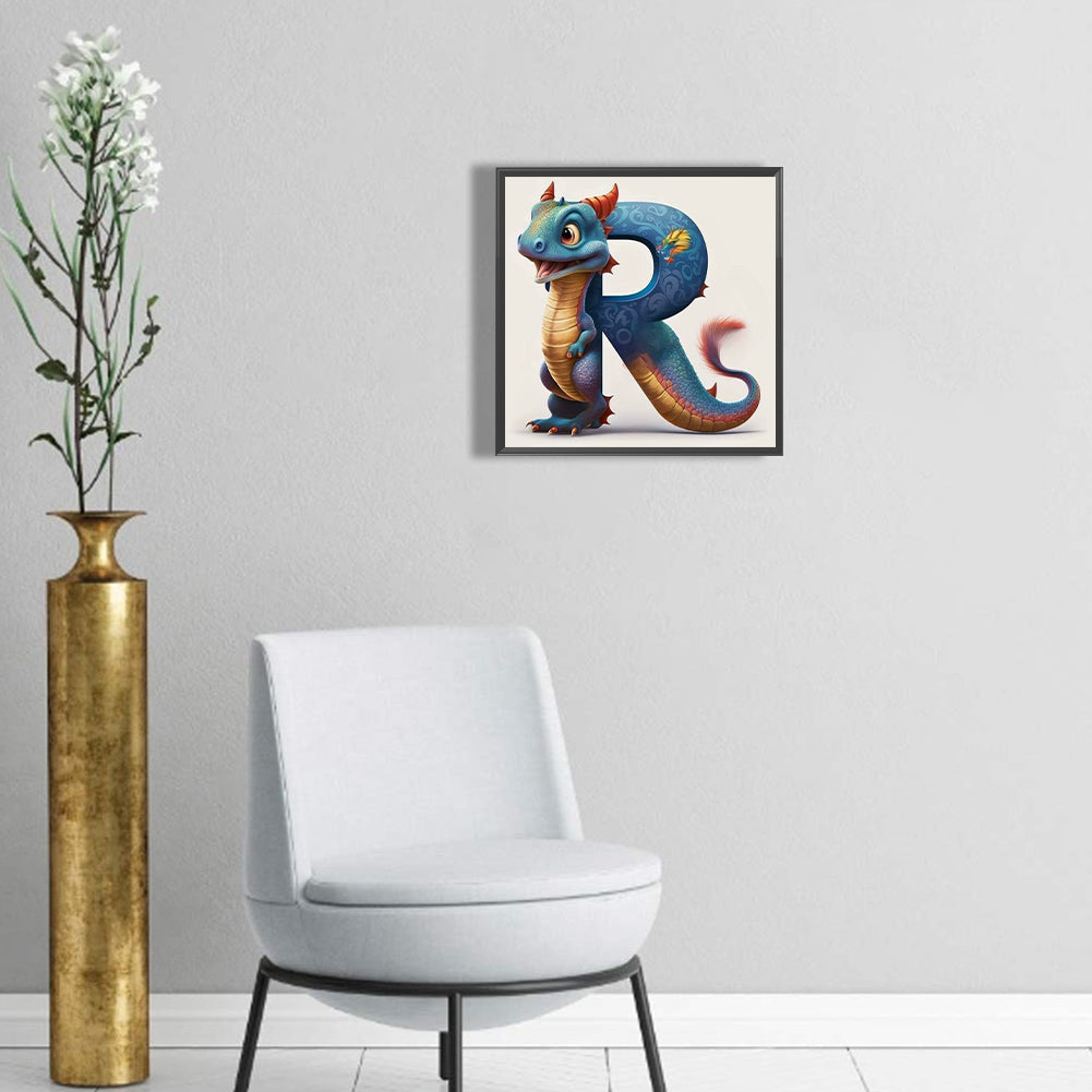 Alphabet Dinosaur R - Full Round Drill Diamond Painting 30*30CM