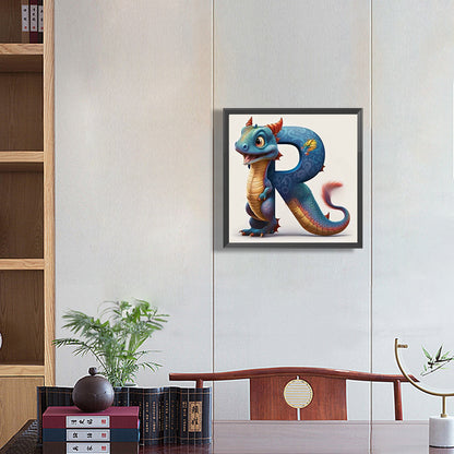 Alphabet Dinosaur R - Full Round Drill Diamond Painting 30*30CM