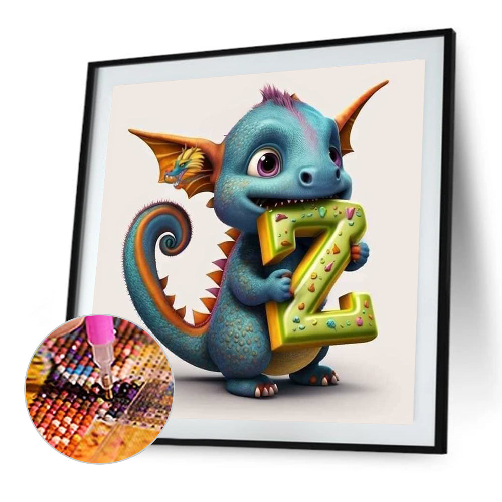 Alphabet Dinosaur Z - Full Round Drill Diamond Painting 30*30CM