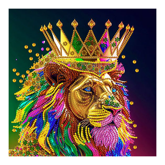 Colorful Lion Head - Special Shaped Drill Diamond Painting 30*30CM