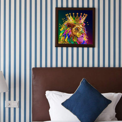Colorful Lion Head - Special Shaped Drill Diamond Painting 30*30CM