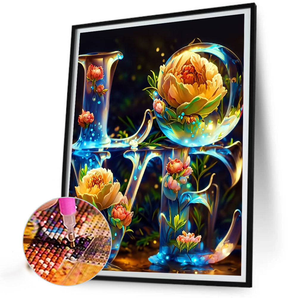 Dreamy Love Flowers - Full Round Drill Diamond Painting 30*40CM