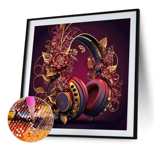 Unique Red Headphones - Full Round Drill Diamond Painting 30*30CM