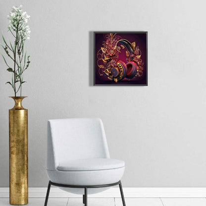 Unique Red Headphones - Full Round Drill Diamond Painting 30*30CM