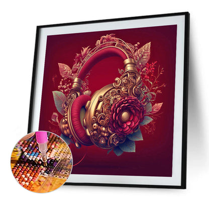 Unique Red Headphones - Full Round Drill Diamond Painting 30*30CM