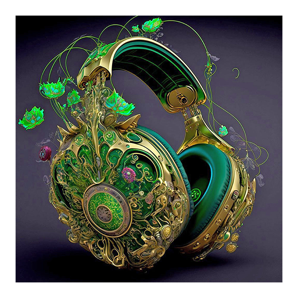 Unique Green Headphones - Full Round Drill Diamond Painting 30*30CM