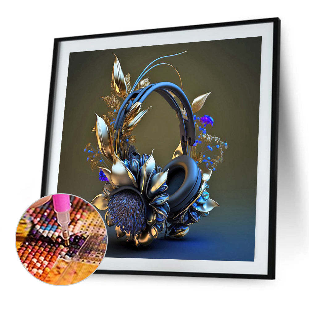 Unique Blue Headphones - Full Round Drill Diamond Painting 30*30CM