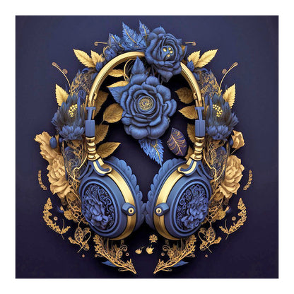 Unique Blue Headphones - Full Round Drill Diamond Painting 30*30CM