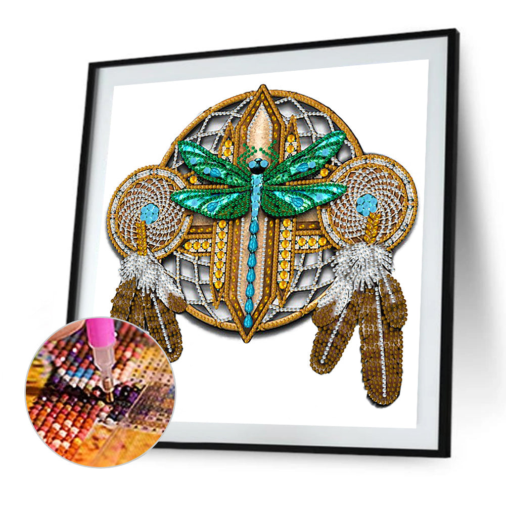 Dragonfly Mandala Dream Catcher - Special Shaped Drill Diamond Painting 30*30CM
