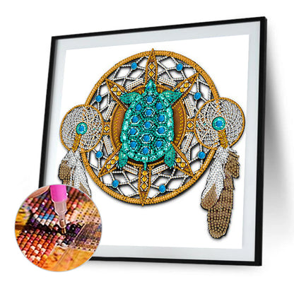 Turtle Mandala Dreamcatcher - Special Shaped Drill Diamond Painting 30*30CM