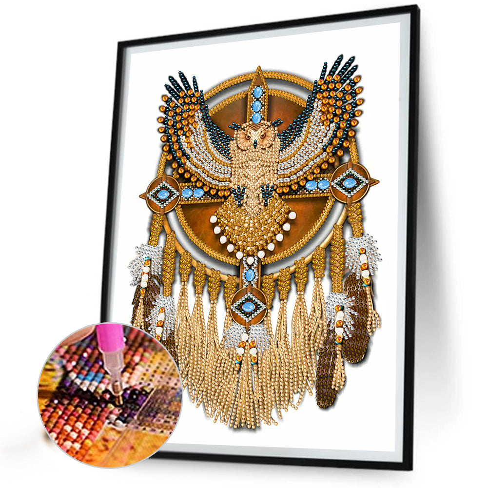 Owl Mandala Dream Catcher - Special Shaped Drill Diamond Painting 30*40CM