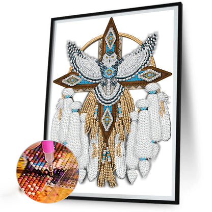 Snowy Owl Mandala Dreamcatcher - Special Shaped Drill Diamond Painting 30*40CM