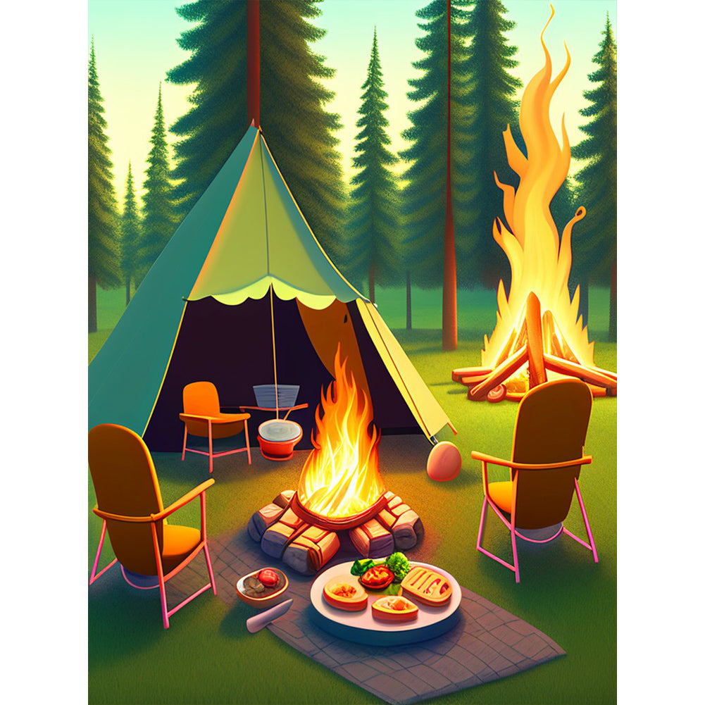Camping - Full Round Drill Diamond Painting 30*40CM