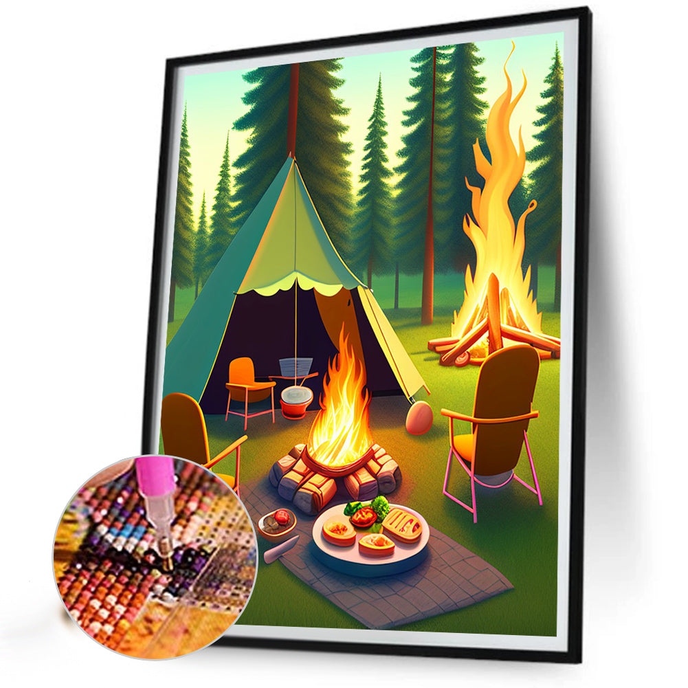 Camping - Full Round Drill Diamond Painting 30*40CM
