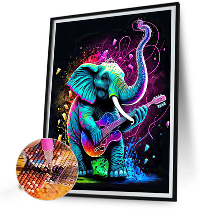 Elephant Playing Guitar - Full Round Drill Diamond Painting 30*40CM