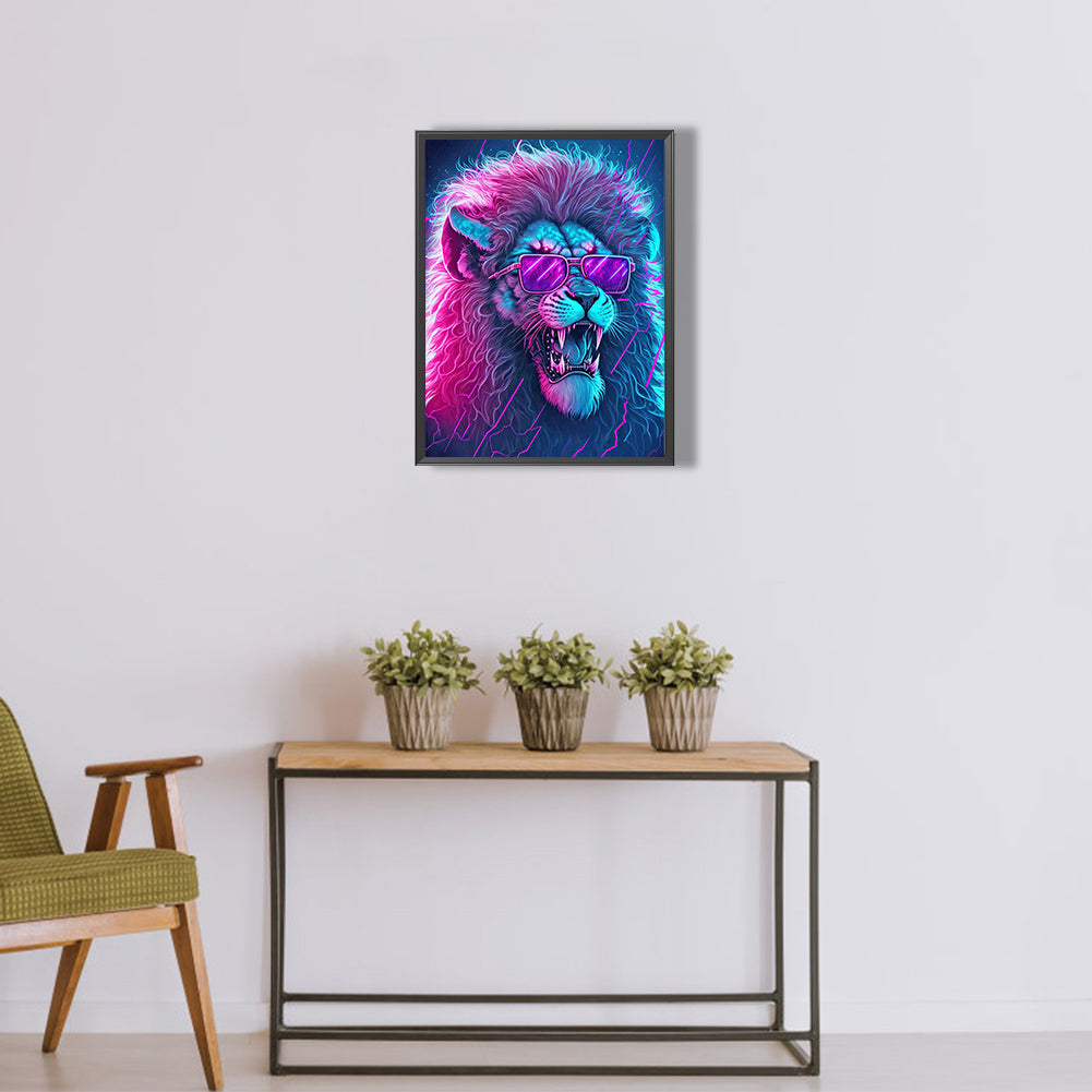 Colored Sunglasses Lion - Full Round Drill Diamond Painting 30*40CM