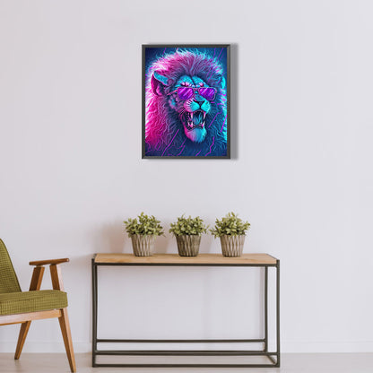 Colored Sunglasses Lion - Full Round Drill Diamond Painting 30*40CM