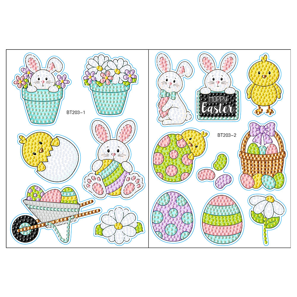 2pcs Diamonds Painting Stickers Kit Easter Style DIY for Kids Adult Gift Rewards